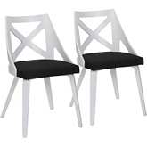 Charlotte Dining Chair in White Textured Wood & Charcoal Fabric (Set of 2)